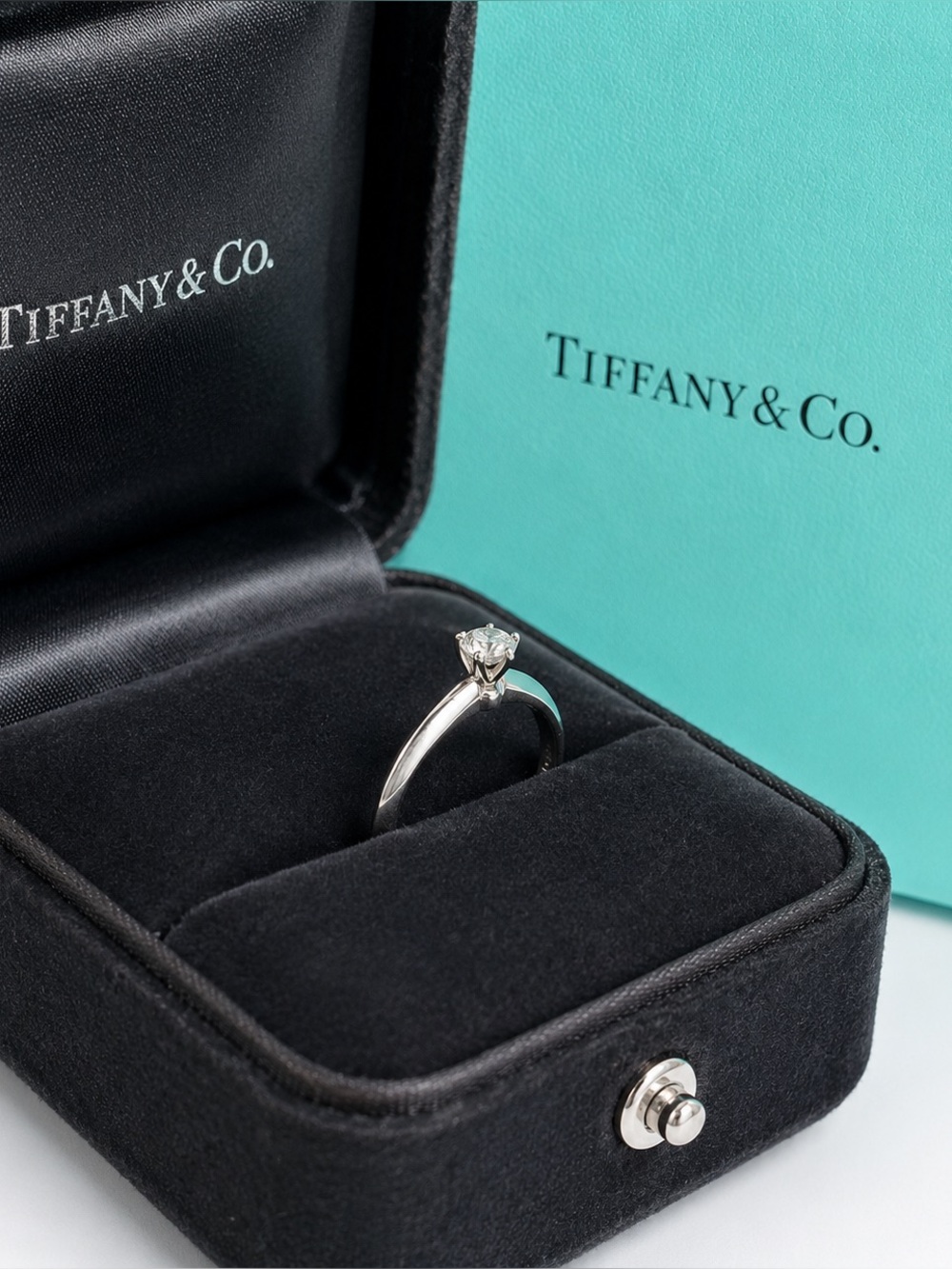 Tiffany & Co. Platinum Diamond Solitaire Ring - 0.23 Ct. Certificate & Box Sz. 5